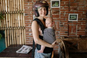 Frau Baby Motorradhelm quer